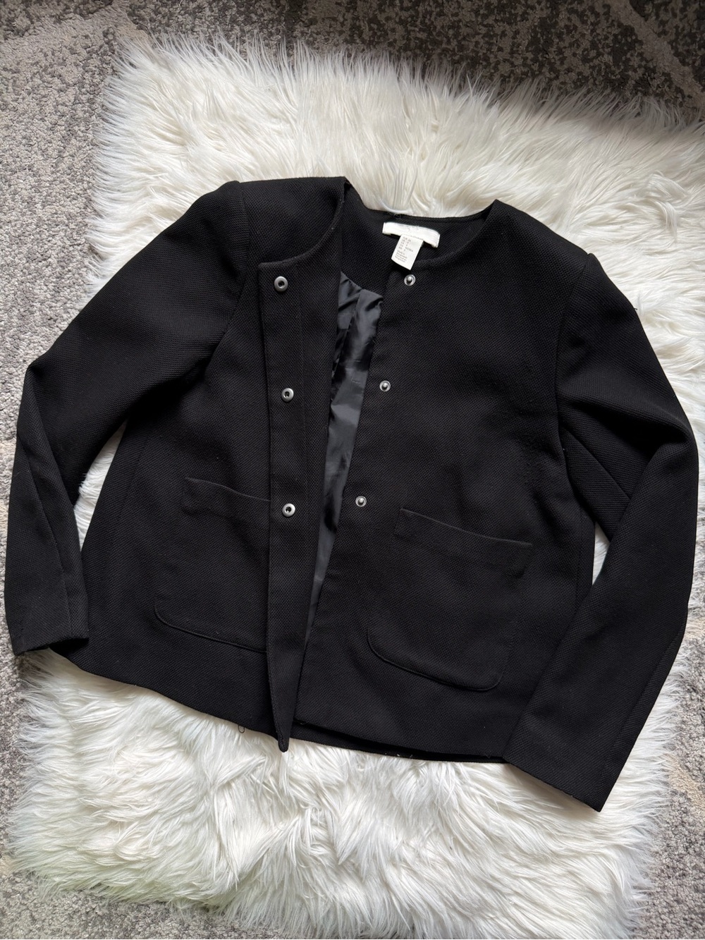 H&M collarless boxy coat